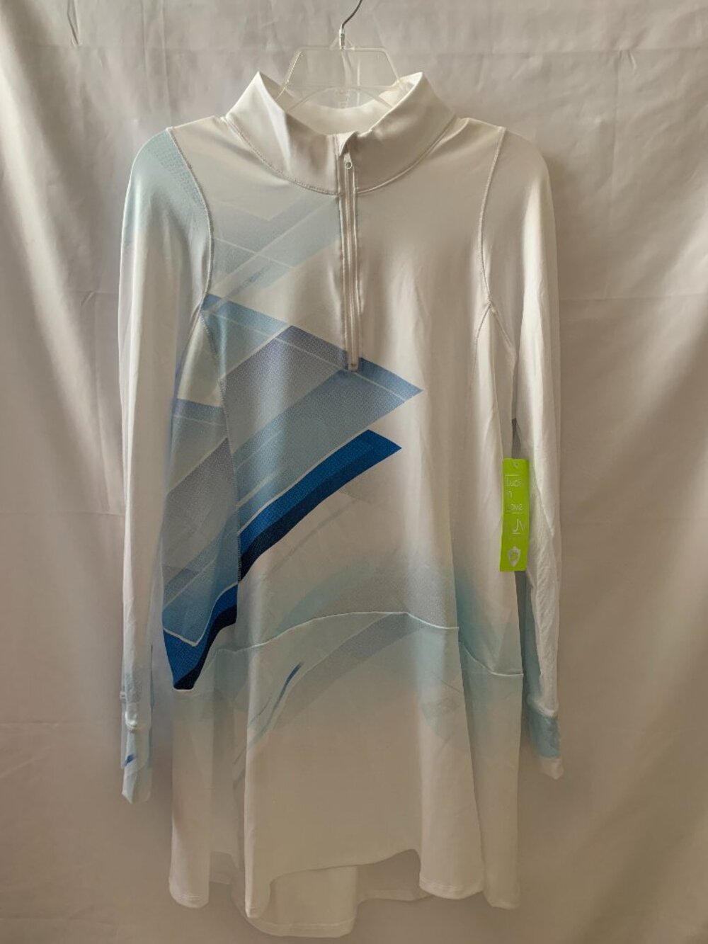 LUCKY IN LOVE Shades of Blue Mini Dress Sz LARGE